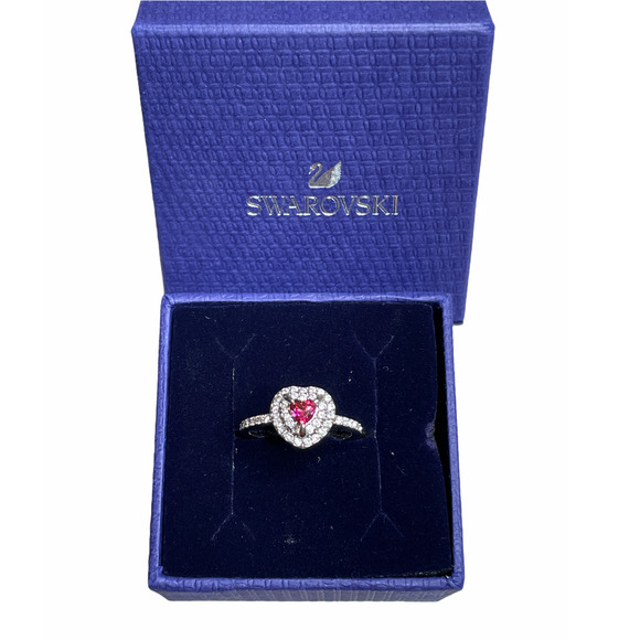 Swarovski One Ring Heart Red Rhodium Plated  7 - Picture 4 of 12
